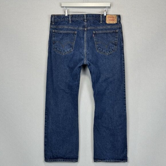 VTG Levis 517 Jeans Mens 42x32 Blue Boot Cut Slim Fit High Rise Dark Wash Denim - Picture 2 of 12